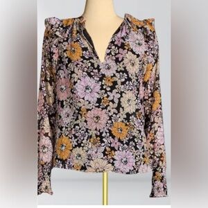 BB Dakota By Steve Madden Floral Me Not Long Sleeve Ruffled Top